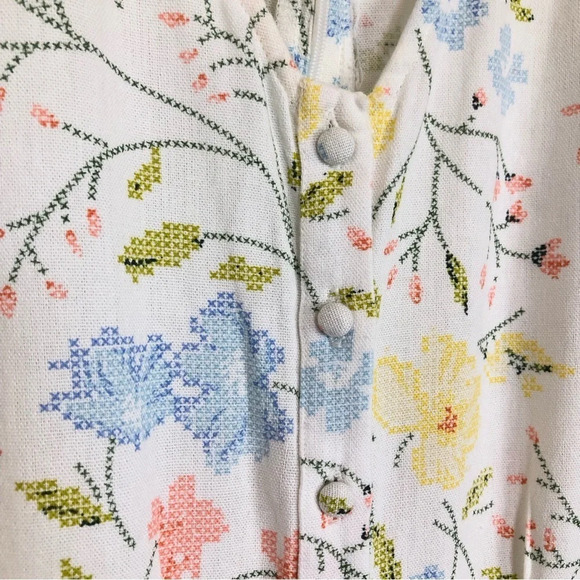 AND Puff-Sleeve Floral Straight Leg Jumpsuit Short Sleeve size 8 - Picture 8 of 15